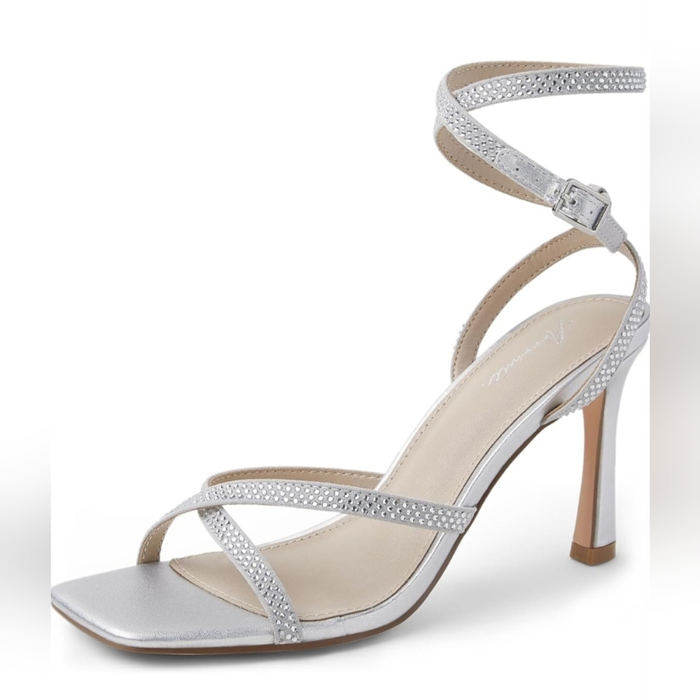 Arromic Silver/Rhinestone Strappy High Heels